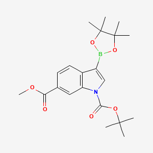 1-​(tert-​Butyl) 6-​Methyl 3-​(4,​4,​5,​5-​tetramethyl-​1,​3,​2-​dioxaborolan-​2-​yl)​-​1H-​indole-​1,​6-​dicarboxylate